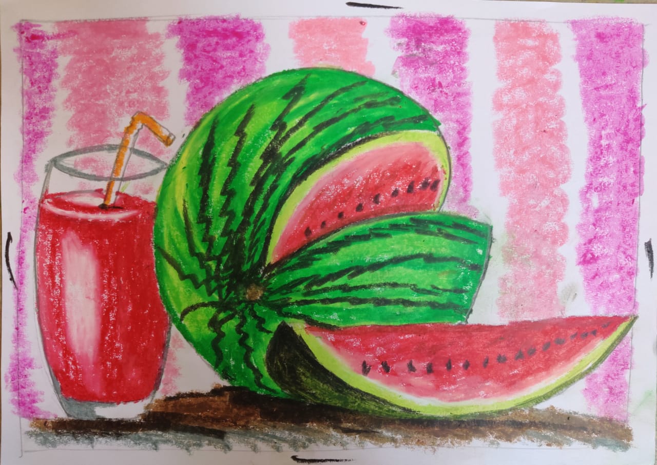 Kids oil pastels shading drawing